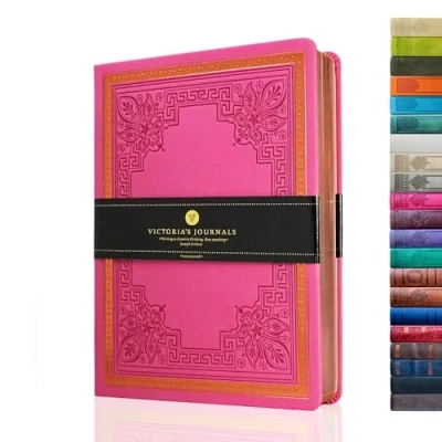 Afbeelding van VICTORIA&#039;S JOURNALS Kunstleren vintage dagboek, harde kaft gevoerd notitieboek, oud uitziend reisdagboek, 14,5 x 20,5 cm