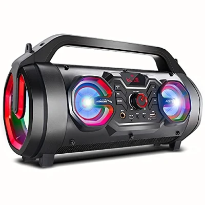 Afbeelding van Audiocore AC875 Bazooka Draagbare Bluetooth luidspreker Boombox 30W (20W + 5Wx2) IPX4 Spatwaterdicht / Radio microSD Aux In USB Verlichting Microfoonpoort Afstandsbediening