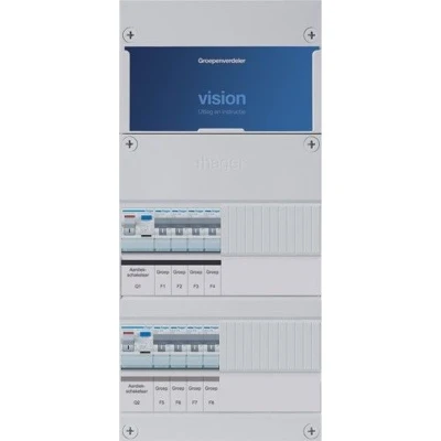 Afbeelding van Hager groepenkast 1 fase 8 groepen, 2 Aardlekschakelaars P 220 x 475mm
