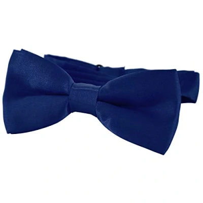 Afbeelding van DonDon mooi jongensstrikje voor kinderen, verstelbare lengte 9 x 4,5 cm donkerblauw glanzend in zijdeachtige look