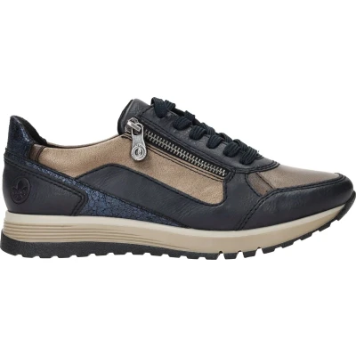 Afbeelding van Rieker Sneakers laag, Dames, Maat: 41, Blauw Imitatieleer/ textiel