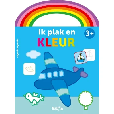 Afbeelding van Uitgeverij ballon ik plak en kleur vliegtuig