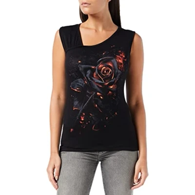 Afbeelding van Spiral Burnt Rose Top zwart XL 95% viscose, 5% elastaan Rock wear