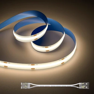 Afbeelding van OULARA Cob ledstrip, natuurlijk wit, 4000 K, 10 m, DC24 V, CRI90+, voor slaapkamer, keuken, doe het zelf, verlichtingsproject met 8 mm connector (voeding niet inbegrepen)