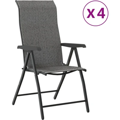 Afbeelding van vidaXL Tuinstoelen 4 st inklapbaar poly rattan grijs