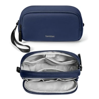 Afbeelding van tomtoc elektronica organiser tas, waterbestendig reizen accessoires kabel draagbare organisator tech zakje tas voor accessoires, powerbank, mobiele telefoon, USB stick, AirPods