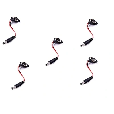 Afbeelding van HeyNana 5 Pack 9 V batterij knop stekker kabel 2,1 x 5,5 mm DC houder clip