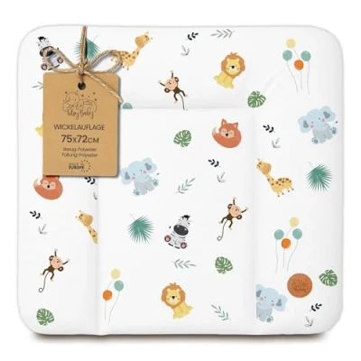 Afbeelding van Afwasbare en waterdichte Verschoonmat 75x72 cm voor op het verschoningsmeubel, verschoningselement, commode of wasmachine Safari