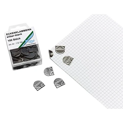 Afbeelding van Wedo 112154 hoekklemmen (van glanzend veredeld metaal in SB doorzichtige doos) 100 stuks, zilver