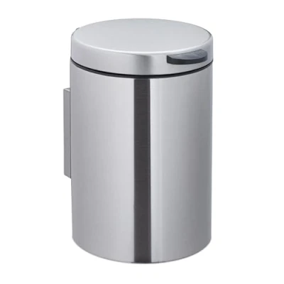 Afbeelding van Relaxdays badkamer prullenbak hangend 5 l softclose rvs vuilbak toilet