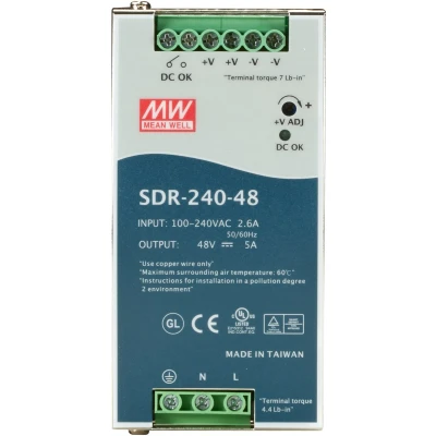 Afbeelding van Mean Well SDR 240 48 DIN rail netvoeding V/DC 5 A W Aantal uitgangen: 1 x Inhoud: stuk(s)