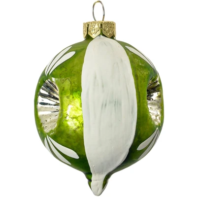 Afbeelding van Clayre &amp; Eef Kerstbal Ø 5x7 cm Groen Wit Glas