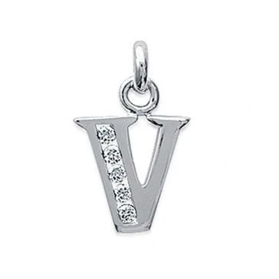 Afbeelding van Blinx Jewels Zilveren Hanger Letter V Steentjes