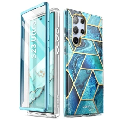 Afbeelding van Cosmo 360 hoesje met screenprotector Geschikt Voor Samsung S23 Ultra Ocean