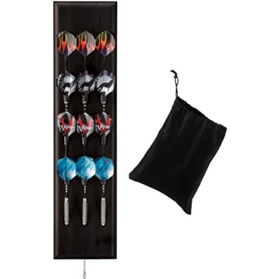 Afbeelding van Viper Dart Caddy Solid Wood Mounted Holder/Stand with Accessory Storage Bag, Display 4 sets Steel/Soft Tip Darts, Compatibel met alle Sisal &amp; Electronic Dartboards, Surrounds Cabinets