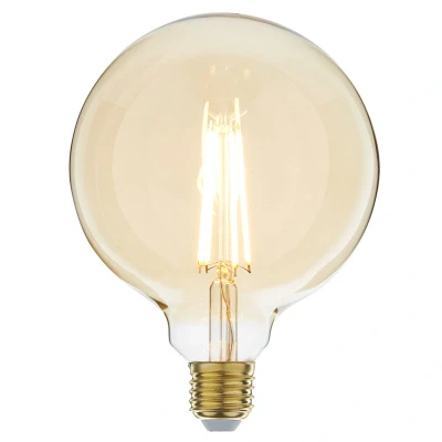 Afbeelding van Led filament E27 globe lamp 6 Watt, flame (2200K) extra warm licht, dimbaar tot 0%, 550 lumen Ø125mm