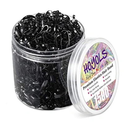 Afbeelding van Hoyols Zwarte rubberen band haarbanden Elastische haaraccessoires voor meisjes 1500 stuks