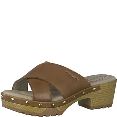 Afbeelding van Tamaris Comfort Muiltjes met hak, Dames, Maat: 40, Cognac Leer