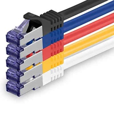 Afbeelding van Cat.7 Ethernet Cable Gigabit LAN Netwerkkabel RJ45 set 1,5m 5 kleuren 03 stuks Cat7 kabel Patchkabel (SFTP PIMF LSZH) ruwe 10 Gb/s met Rj 45 connector Cat.6a x 1,5 meter