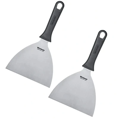 Afbeelding van Westmark 2 professionele schrapers/grillspatel, recht, stijf, gesloten, lemmetafmetingen: 15 x 13 cm, lengte: 26 roestvrij staal/kunststof, Master Line, zwart/zilver, 133122E3
