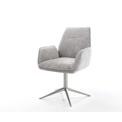 Afbeelding van DELIFE Draaistoel Zoa Flex chenille zilver grijs kruispoot roestvrij staal 360 draaibaar rocker functie pocketveer kern