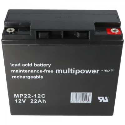Afbeelding van Multipower MP22 12C loodbatterij met M6 connector systeem schroefverbinding