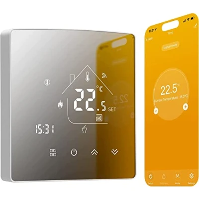 Afbeelding van Beok WIFI Verwarmingsthermostaat, Tuya Slimme Thermostaat Touchscreen Verwarmingsthermostaat Kamerthermostaat Intelligente voor Gasboiler Vloerverwarming Compatibel Alexa Google 3A