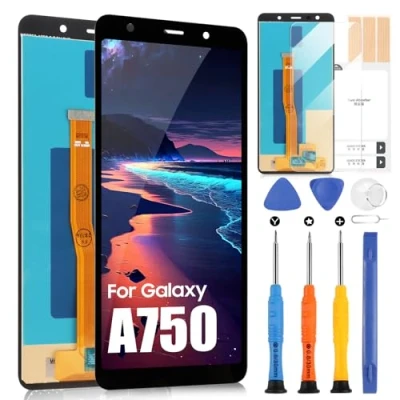 Afbeelding van LCD scherm voor Samsung Galaxy A7 2018 A750 display SM A750F A750FN A750N A750G A750GN/DS Touch Digitizer Montage (zwart)