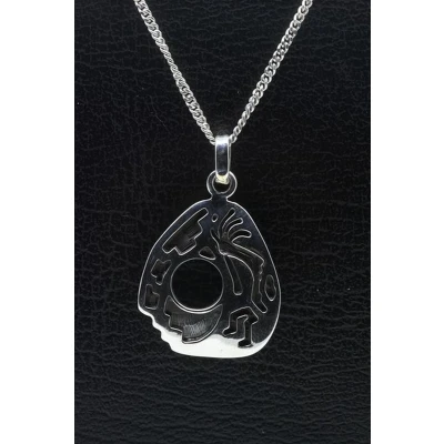 Afbeelding van Zilveren Indiaan Kokopelli open hopi style ketting hanger