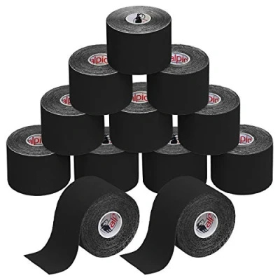 Afbeelding van ALPIDEX Kinesiologie Tape 1/3/ 6/12 rollen Veel kleuren 5 m x cm Toepassingsfolder Elastisch Waterdicht Huidvriendelijk Fysio Spier Set, Kleur:Zwart, Aantal stuks:12