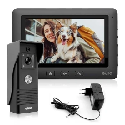 Afbeelding van EURA VDP 45A3 Alpha video deurintercom 4 draads intercomsysteem, 7 inch kleurenmonitor, zwart