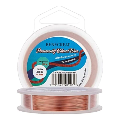 Afbeelding van BENECREAT Aanslagbestendige koperdraad, 28 gauge (0,3 mm), sieradendraad, 100 m