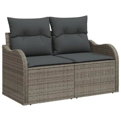 Afbeelding van vidaXL 7 delige Tuin Sofa Set met Kussens Grijs Poly Rattan