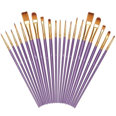 Afbeelding van Vicloon 20 stuks penselen, professionele schilderij borstels set nylon haren kunstenaar verf voor acryl olie aquarel plakkaatverf gezicht schilderen Parel blauw