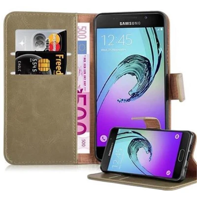 Afbeelding van Cadorabo Hoesje geschikt voor Samsung Galaxy A3 2016 in CAPPUCCINO BRUIN Beschermhoes met magnetische sluiting, standfunctie en kaartvakje Book Case Cover Etui