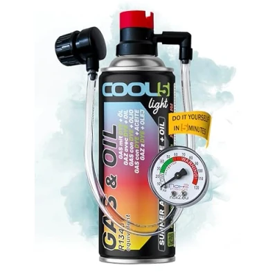 Afbeelding van COOL5 r134a koelmiddel, gas Koelmiddel navulset HOBBY 2in1 + ingebouwde slang met manometer