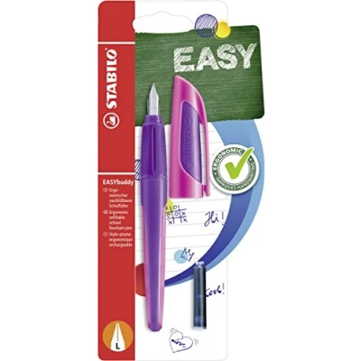Afbeelding van Vulpen STABILO Easybuddy linkshandig medium paars/magenta blister à 1 stuk