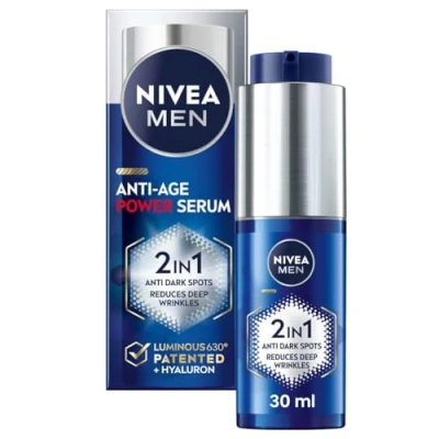 Afbeelding van NIVEA MEN Anti Age 2 in 1 Power serum (30 ml), hydraterend met thiamidol en hyaluronzuur, vermindert diepe rimpels donkere vlekken voor een jonger uitziende huid