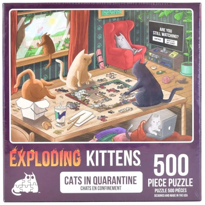 Afbeelding van Exploding Kittens Jigsaw Puzzles For Adults Cats in Quarantine 500 Piece Family Fun &amp; Game Night