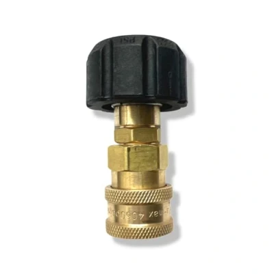 Afbeelding van M&amp;M Smartek Snelkoppelingsaansluiting, bajonetadapter, 1/4 inch, voor hogedrukreinigers, compatibel met Kärcher messing schuimlans, schuimzuigmond, hogedrukreiniger, autowas (voor HD M22 IG #11)