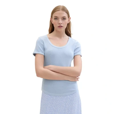 Afbeelding van TOM Tailor Denim Tshirt basic, Dames, Maat: Large, Dusty cornflower