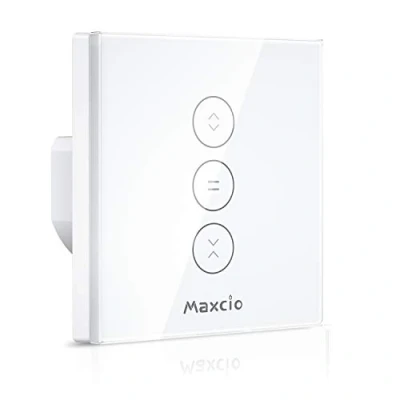 Afbeelding van Maxcio WiFi rolluikschakelaar, rolluikgordijnen schakelaar compatibel met Alexa en Google Home, aanraakschakelaar, timer delen (een neutrale lijn nodig)