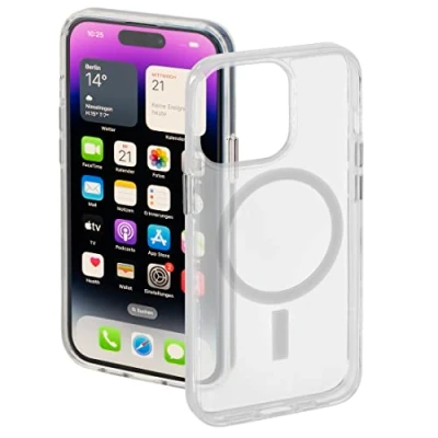 Afbeelding van Hama MagCase Safety Cover Hoesje geschikt voor Apple iPhone 14 Pro Max Compatibel met Magsafe / Draadloos Laden Krasbestendig Perfecte Pasvorm Transparant