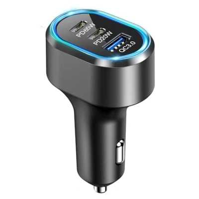 Afbeelding van Autolader Snellader USB C 12v QC3.0 18W &amp; 65W 20W Ook geschikt voor laptops en tablets 103 Watt 12/24Volt (PS27)