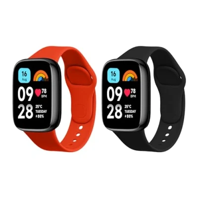 Afbeelding van kwmobile 2x horlogebandjes geschikt voor Xiaomi Redmi Watch 3 Active bandje Smartwatch bandjes van TPU Activity tracker horloge band in zwart / oranje