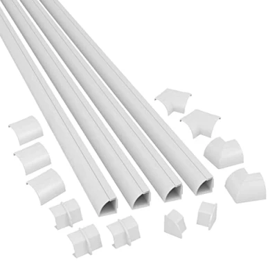 Afbeelding van D Line Kwartelronde kabelkanalen, kabelgeleidingen zelfklevend, kabelstrip 4x 22mm (B) x (H) 1 meter lengtes (4 meter) wit