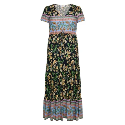 Afbeelding van usha Sommer MIT Blumenprint Carnea Jurk, Dames, Maat: 40, Marine mehrfarbig