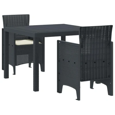 Afbeelding van vidaXL Tuin Eettafel Set 3 pcs Antraciet 100 x 73 cm Kunststof
