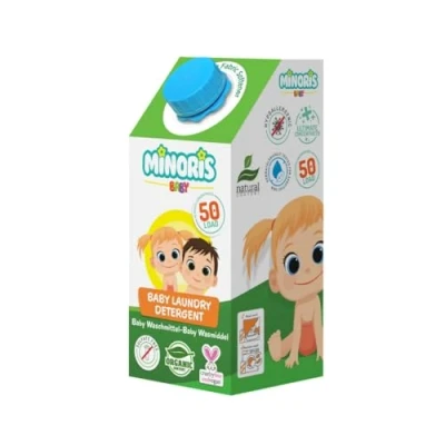 Afbeelding van Minoris Baby Wasmiddel, 50 Wasbeurten Hypoallergeen, Biologisch, Vegan, Dierproefvrij, Zacht voor Gevoelige Huid, Biologisch Afbreekbare Formule, Geconcentreerde Natuurlijke Babytextielreiniger, 1L