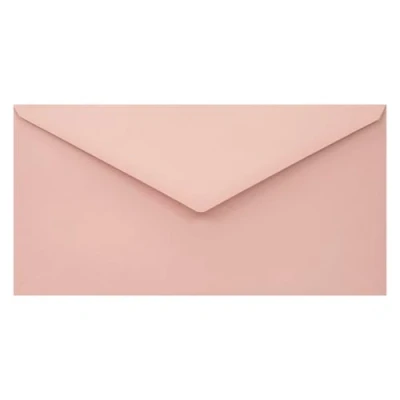 Afbeelding van Netuno 100 enveloppen lichtroze lang 110x220mm 110g Woodstock Cipria lange gekleurd natuurpapier voor trouwkaarten verjaardagskaarten doop kerst paaskaarten